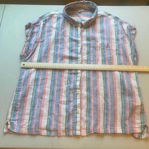 Orvis Linen Rayon Striped Sleeveless Button Down Shirt Size Large - Picture 7 of 12
